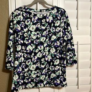 Croft & Barrow Woman’s Top Blouse Pullover 3/4 Sleeve Size Large Floral